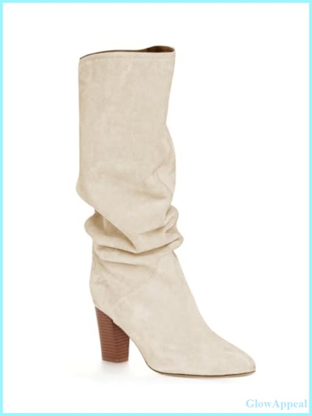 Womens Wide Calf Slouchy Knee High Boots Kitten Heel Pointed Toe Faux Suede